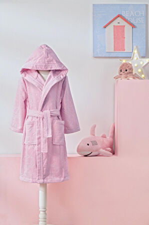 Özdilek Girl Unicorn Kapüşonlu Kadife Çocuk Bornozu 1/2 Yaş