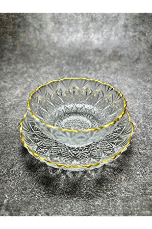 Almarandi 12 Parça Yaldızlı 6 Adet Kase Çerezlik Bb-100 Kase