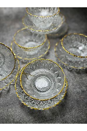 Almarandi 12 Parça Yaldızlı 6 Adet Kase Çerezlik Bb-100 Kase