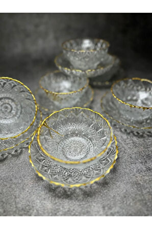 Almarandi 12 Parça Yaldızlı 6 Adet Kase Çerezlik Bb-100 Kase