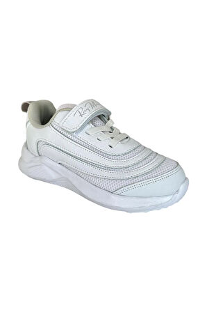 Çocuk Bağcıklı Cırtlı Spor Ayakkabı BEYAZ