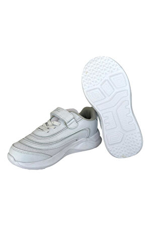 Çocuk Bağcıklı Cırtlı Spor Ayakkabı BEYAZ
