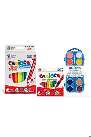 Yıkanabilir Keçeli Boya Kalemi 12li & Wax Yıkanabilir Pastel Boya Kalemi 12'li & Sulu Boya 30mm 12li