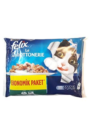 Felix Multipack Somonlu ve Ton Balıklı Yetişkin Kedi Yaş Maması 4x85 Gr 10 Adet