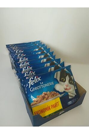 Felix Multipack Somonlu ve Ton Balıklı Yetişkin Kedi Yaş Maması 4x85 Gr 10 Adet