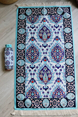 Pratik Ve Taşınabilir Ipek Dokulu Keseli Seccade Çini Desenli S10014