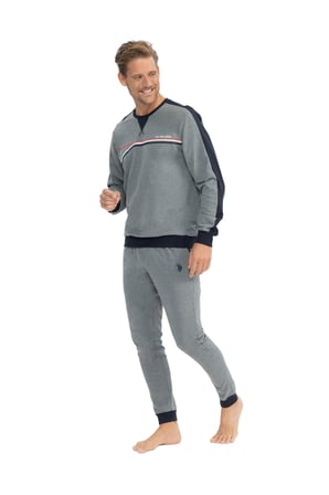 U.S. Polo Assn. Erkek Uzun Kollu Yuvarlak Yaka İki İplik Eşofman Pijama Takımı S25813
