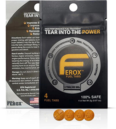 Ferox Fuel Tabs Aracınız için Yakıt Tasarruf Tableti - 1 Adet Tablet 75 Litre İçindir - 4 ADET TABLET