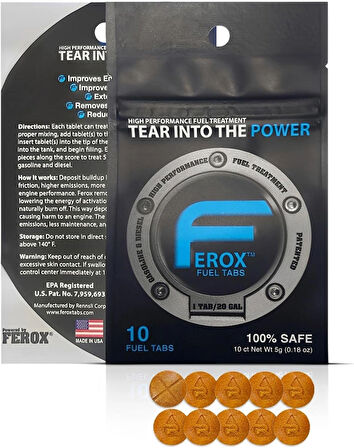 Ferox Fuel Tabs Aracınız için Yakıt Tasarruf Tableti 1 Adet Tablet 75 Litre içindir - 1O ADET TABLET