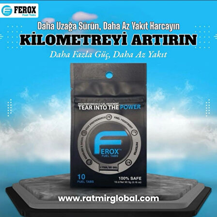 Ferox Fuel Tabs Aracınız için Yakıt Tasarruf Tableti 1 Adet Tablet 75 Litre içindir - 1O ADET TABLET