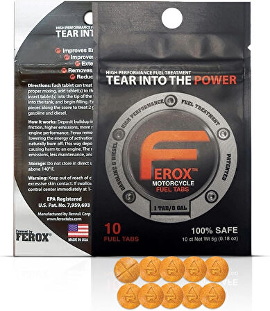 Ferox Fuel Tabs Motorsiklet ve Arabalar için Yakıt Tasarruf Tableti - 1 Adet Tablet 30 Litre Yakıt İçindir - 10 ADET TABLET