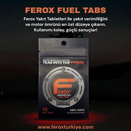 Ferox Fuel Tabs Motorsiklet ve Arabalar için Yakıt Tasarruf Tableti - 1 Adet Tablet 30 Litre Yakıt İçindir - 10 ADET TABLET