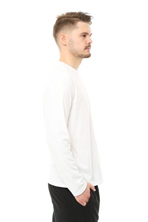 defy's Erkek Uzun Kollu Bisiklet Yaka Tişört Beyaz
