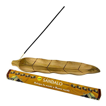 Uretti - Okay 5711 5052 El Yapımı Doğal Suar Ağacı Yaprak Model Ahşap Tütsülük - Tütsü Hediyeli