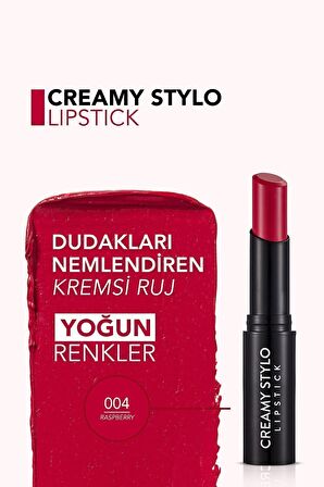 Flormar Yarı Parlak Stick Ruj- Creamy Stylo Lipstick -004 Raspberry-8682536013642