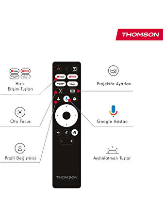 Thomson Sirius Laser Fhd 4K Destekli 100" Dahili Bataryalı Taşınabilir Projeksiyon Cihazı Google Tv Sertifikalı 600 Ansı Lumen - PG55B