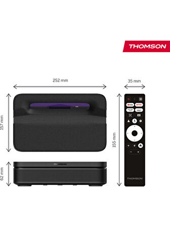 Thomson Sirius Laser Fhd 4K Destekli 100" Dahili Bataryalı Taşınabilir Projeksiyon Cihazı Google Tv Sertifikalı 600 Ansı Lumen - PG55B