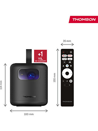 Thomson Vega FHD 4K Destekli 100" Dahili Bataryalı Taşınabilir Projeksiyon Cihazı Google Tv Sertifikalı 350 Ansı Lumen - PG35B