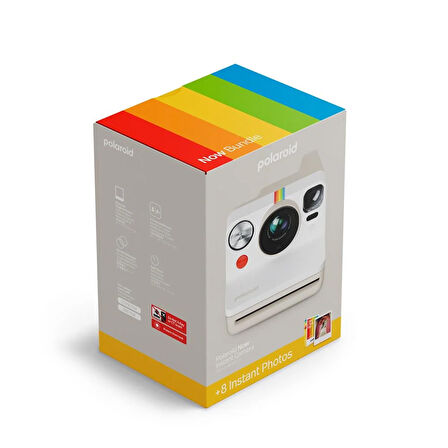 Polaroid Now Gen 3 Pebble White + Color Film Bundle (8 film)