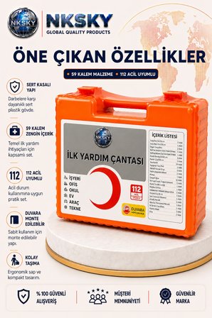Ultra İlk Yardım Çantası Duvara Monte Ecza Dolabı İş Yeri Ofis Araç Ev İçin İlk Yardım Seti