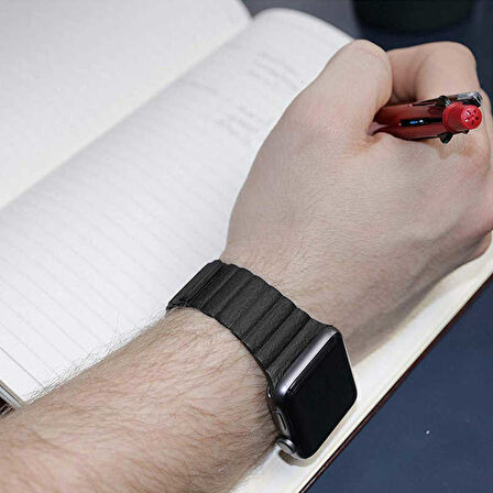 Apple Watch Ultra 49mm Suya Dayanıklı Pu Deri Lop Kordon KRD09