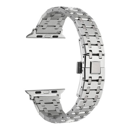 Apple Watch 7 45mm Kordon Şerit Tasarımlı Klipsli Metal KRD83