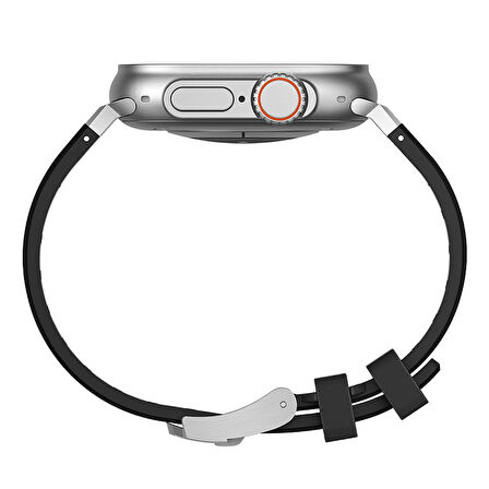 Apple Watch 7 45mmKordon Metal Tokalı Silikon KRD89
