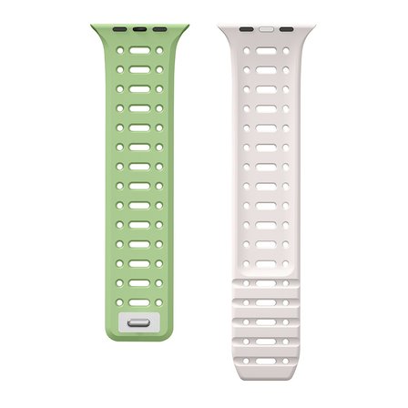 Apple Watch 44mm Kordon Çift Renki Şık Strap Silikon KRD124