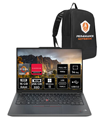Lenovo ThinkPad E14 G5 R5 7530U 16GB 256GB SSD 14'' WUXGA W11H Dizüstü Bilgisayar & PER4 ÇANTA