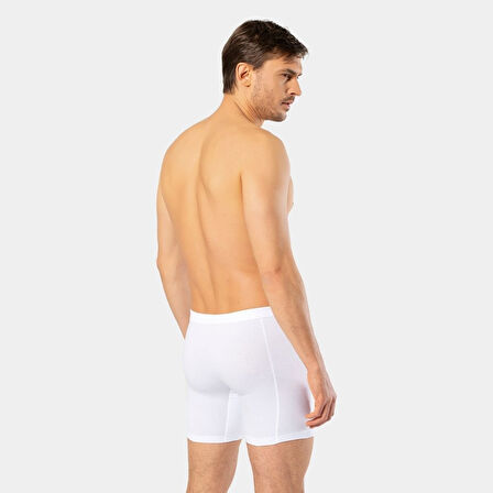 Cacharel Erkek Likralı Uzun Boxer (Bel Bantlı) 1336/Beyaz