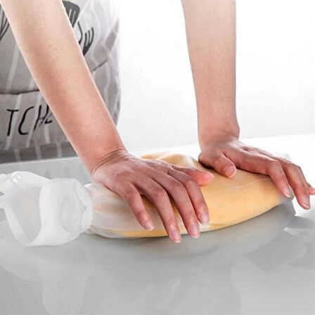 İpek Yıldızı® Orta Hamur Torbası Silikon Şeffaf Hamur Yoğurma Torbası Ekmek Makarna Mantı  Hamuru Kolay Yo