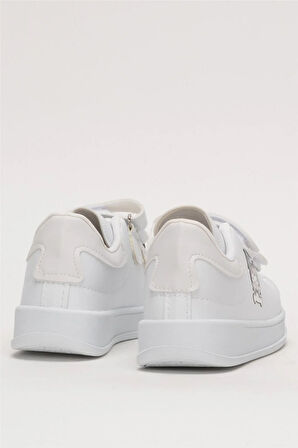 Çocuk Kuromi Baskılı Cırtlı Unisex Spor Ayakkabı BEYAZ