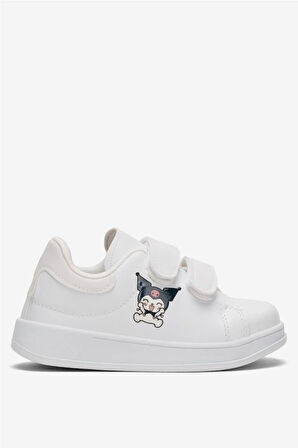 Çocuk Kuromi Baskılı Cırtlı Unisex Spor Ayakkabı BEYAZ