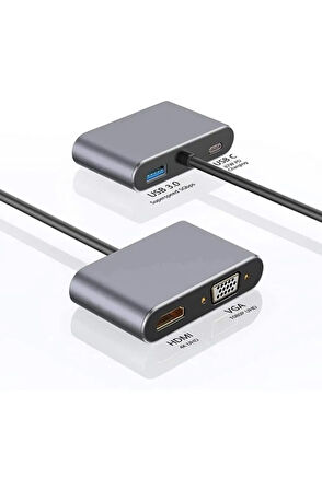 MACBOOK PRO AİR IPAD PRO AİR IPHONE 15 16 TYPE C HDMİ VGA USB 3.0 4İN1 ÇEVİRİCİ DÖNÜŞTÜRÜCÜ ADAPTÖR