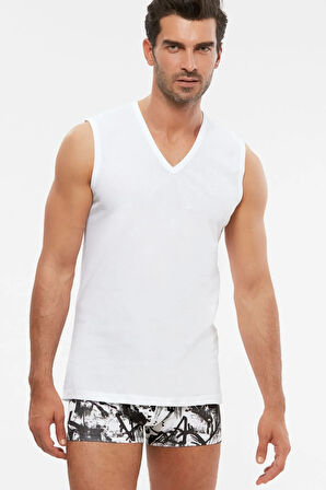 Erkek Penye V-yaka Kolsuz Atlet 6 Lı 3beyaz-3siyah S-2xl %100 Pamuk