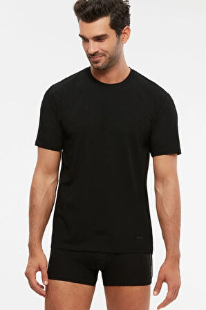 Erkek Penye Likra Compact Kısa Kol 0-yaka T-shirt 2 Li