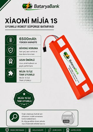 Mi Mijia 1S Uyumlu Robot Süpürge Bataryası 14.4V 6500mAh Yüksek Kapasiteli Li-ion Pil