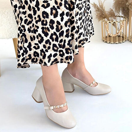 Tino Bej Cilt Topuklu Ayakkabı