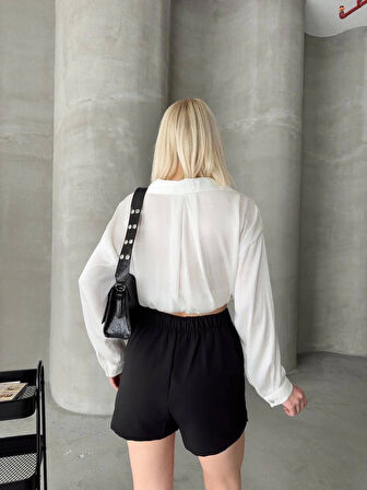 Tek yırtmajlı şort etek