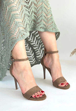 Zeoni Vizon Süet Topuklu Ayakkabı