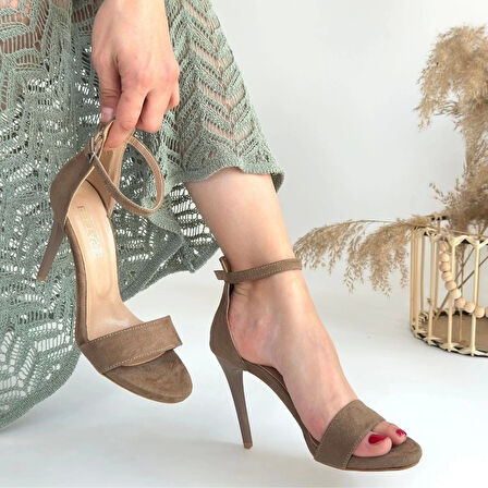 Zeoni Vizon Süet Topuklu Ayakkabı