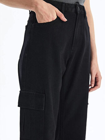 Kargo cep jeans pantolon siyah