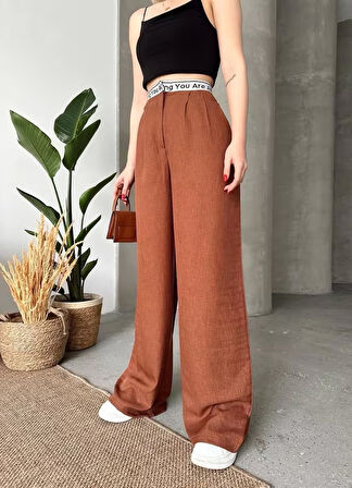 Flamlı kahve pantolon