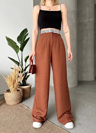 Flamlı kahve pantolon