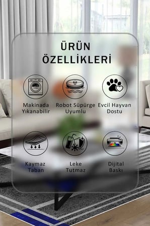 Yıkanabilir Kaymaz Taban Dijital Baskılı Halı ve Yolluk – Leke Tutmaz Salon & Mutfak Halısı