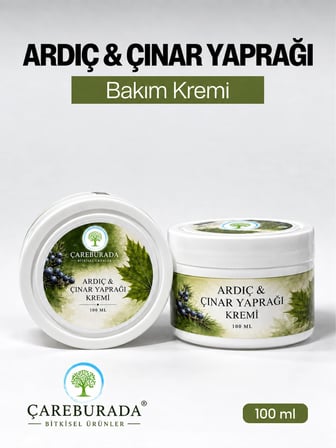 ÇareBurada Ardıç ve Çınar Yaprağı Kremi 100 ml - Mentol ve Limon Yağı İçeren Cilt Bakım Kremi
