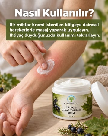 ÇareBurada Ardıç ve Çınar Yaprağı Kremi 100 ml - Mentol ve Limon Yağı İçeren Cilt Bakım Kremi