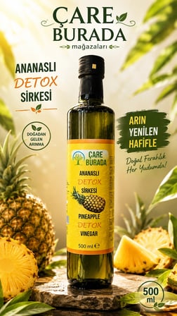 ÇareBurada - Ananslı Detoks Sirke 500 Ml (Sandaloz Sakızı & Avokado Yaprağı & Yeşil Elma Kabuğu)
