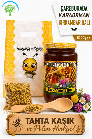Karaorman Kırkambar Balı 1000g | Tahta Kaşık ve Polen Hediye