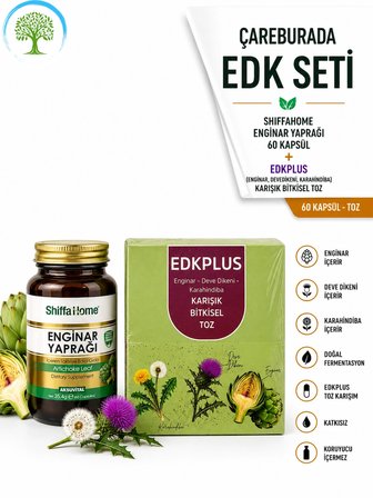 Shiffa Home Enginar Yaprağı 60 Kapsül ve EDK Plus Karışık Bitkisel Toz Seti
